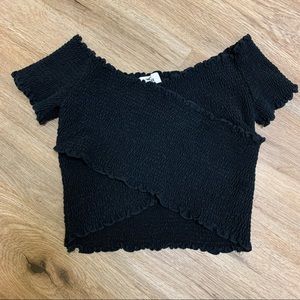 Womens Hollister Black Off-The-Shoulder Slim Fits Tops Size Small